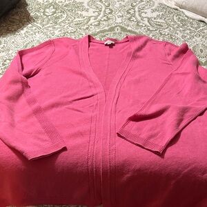 Talbots Vibrant Pink Open-Front Cardigan